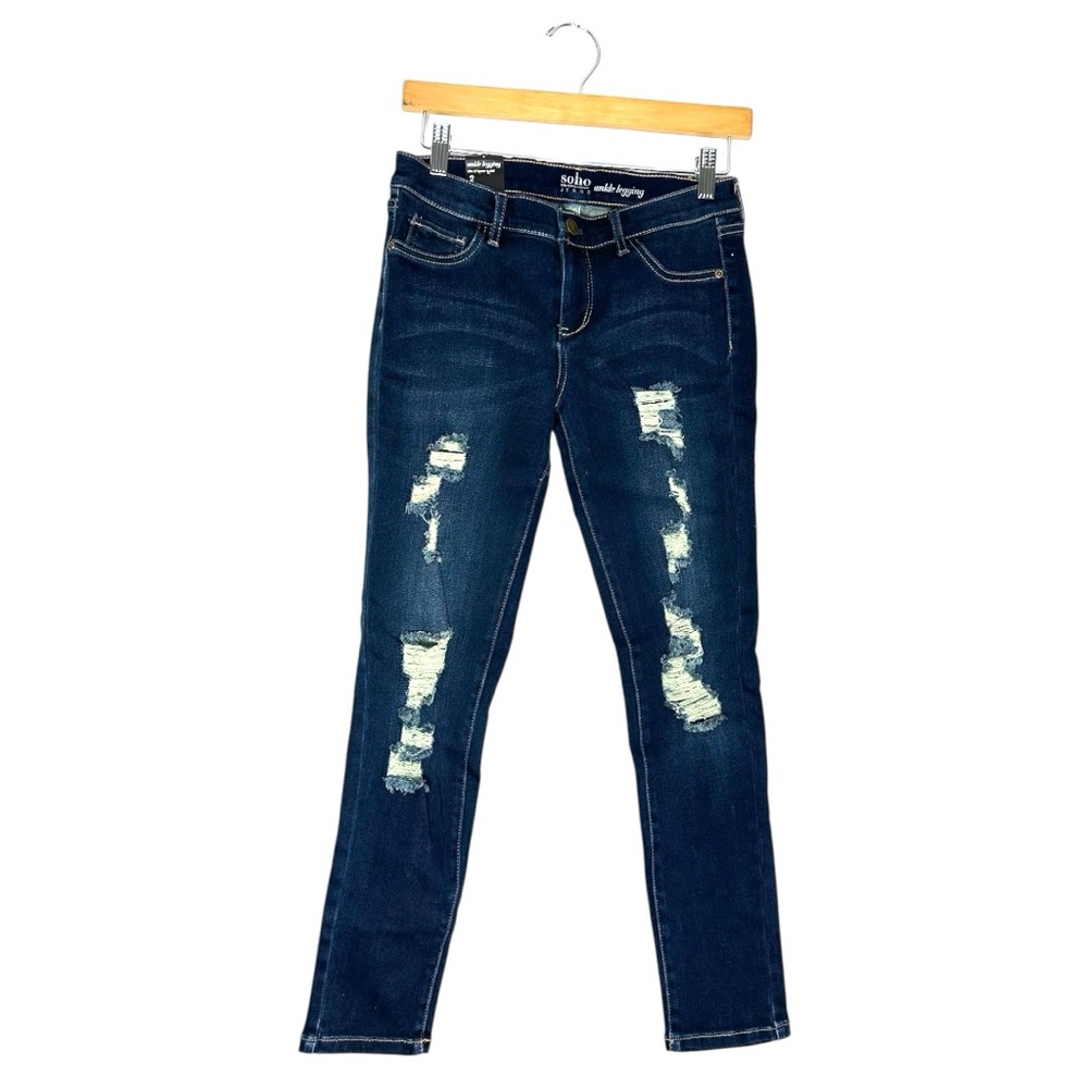 NWT New York & Company NY&Co SoHo Ankle Legging Jeans Distressed Dark Wash Sz 2